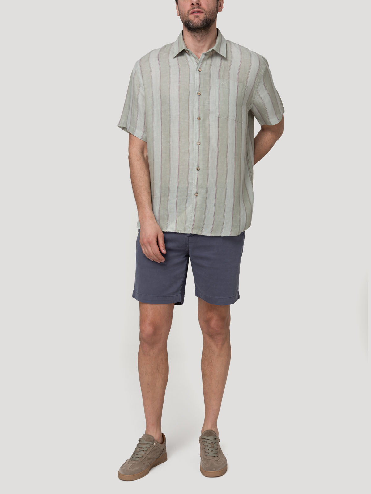 Camisa Lino Orgánico Hombre Duna Café Rockford