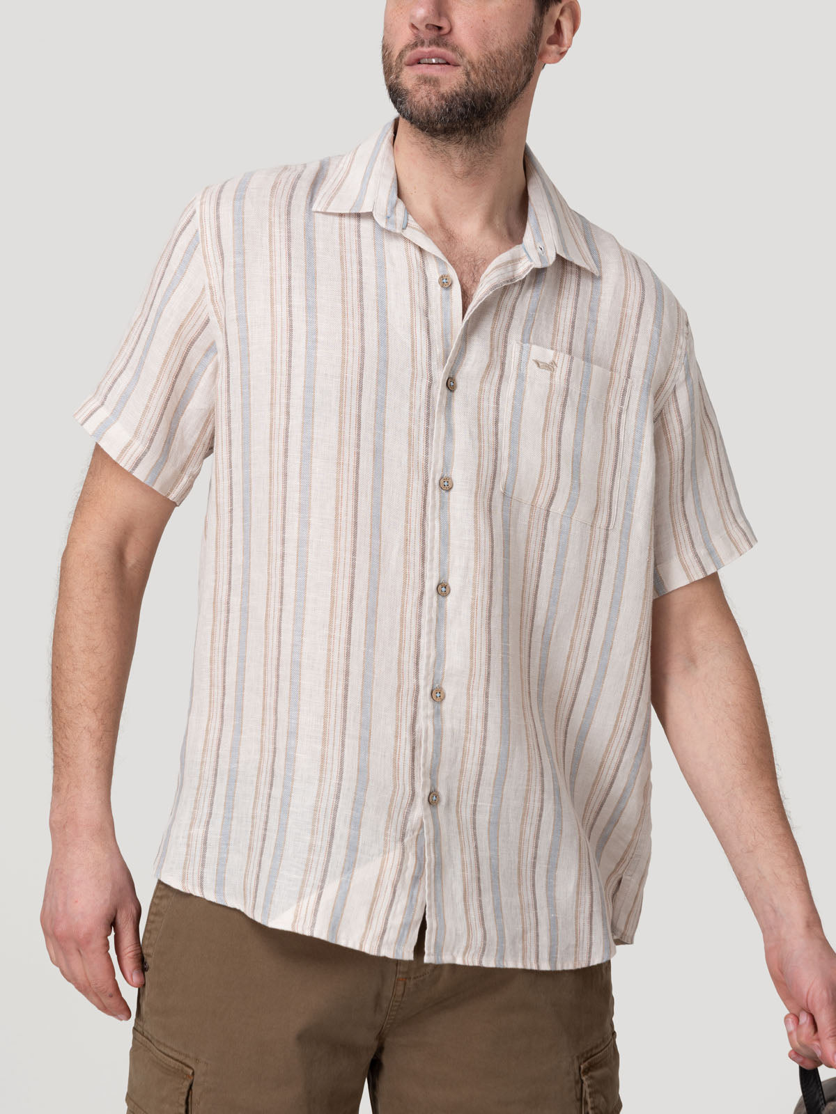 Camisa Lino Orgánico Hombre Duna Beige Rockford
