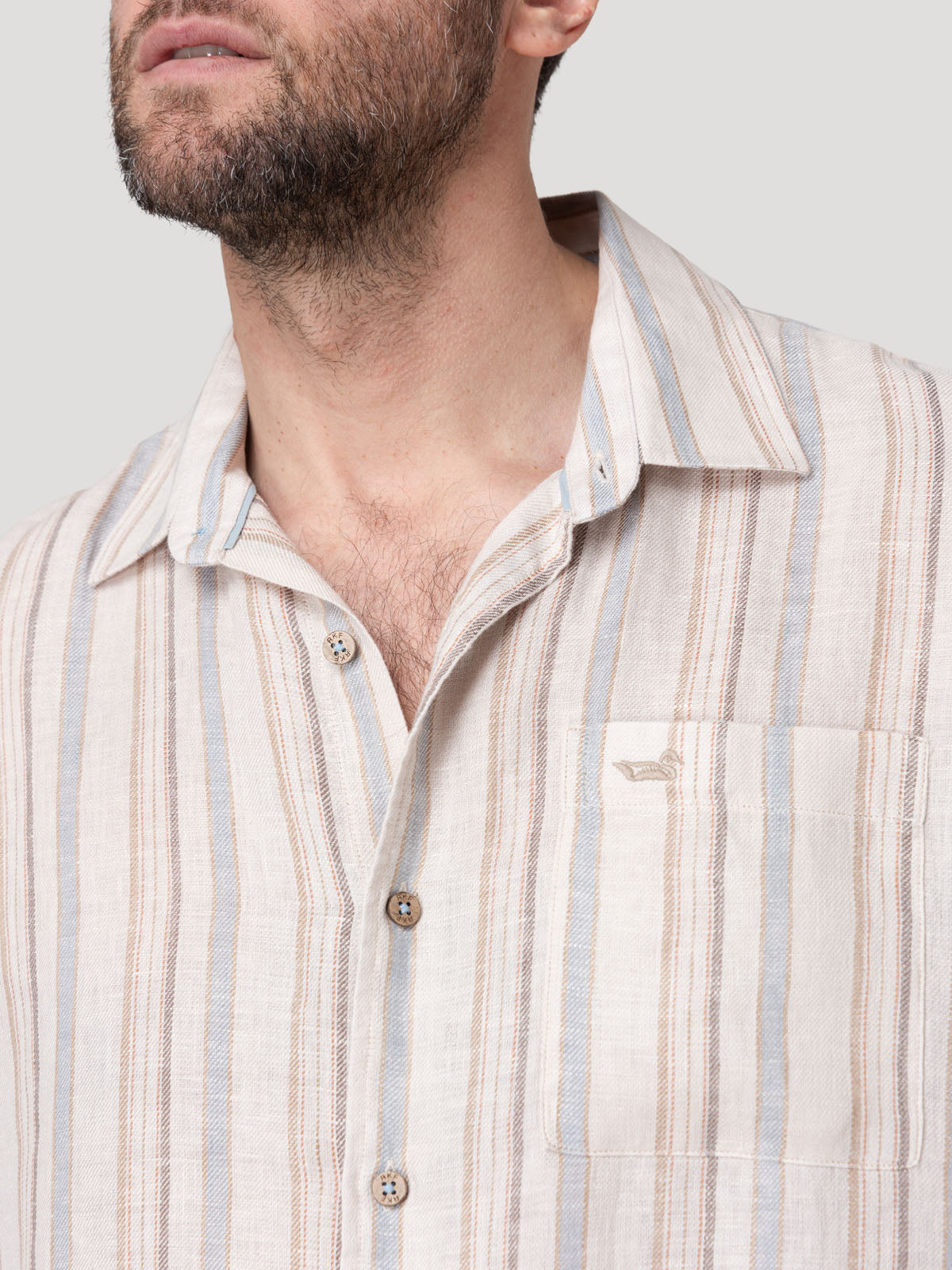 Camisa Lino Orgánico Hombre Duna Beige Rockford