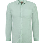 Camisa Lino Orgánico Hombre Linentext Verde Rockford