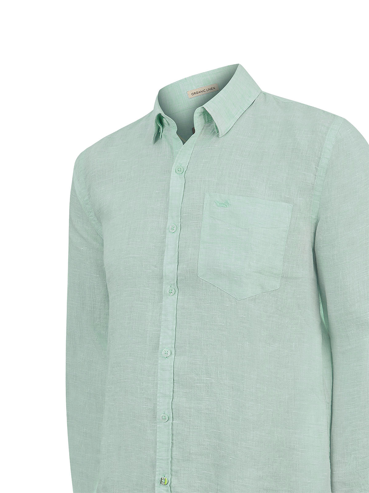 Camisa Lino Orgánico Hombre Linentext Verde Rockford