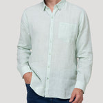 Camisa Lino Orgánico Hombre Linentext Verde Rockford