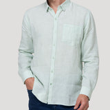 Camisa Lino Orgánico Hombre Linentext Verde Rockford