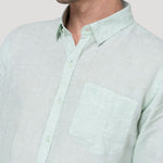 Camisa Lino Orgánico Hombre Linentext Verde Rockford