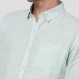 Camisa Lino Orgánico Hombre Linentext Verde Rockford