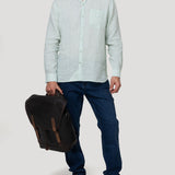 Camisa Lino Orgánico Hombre Linentext Verde Rockford