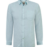 Camisa Lino Orgánico Hombre Linentext Celeste Rockford