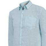 Camisa Lino Orgánico Hombre Linentext Celeste Rockford