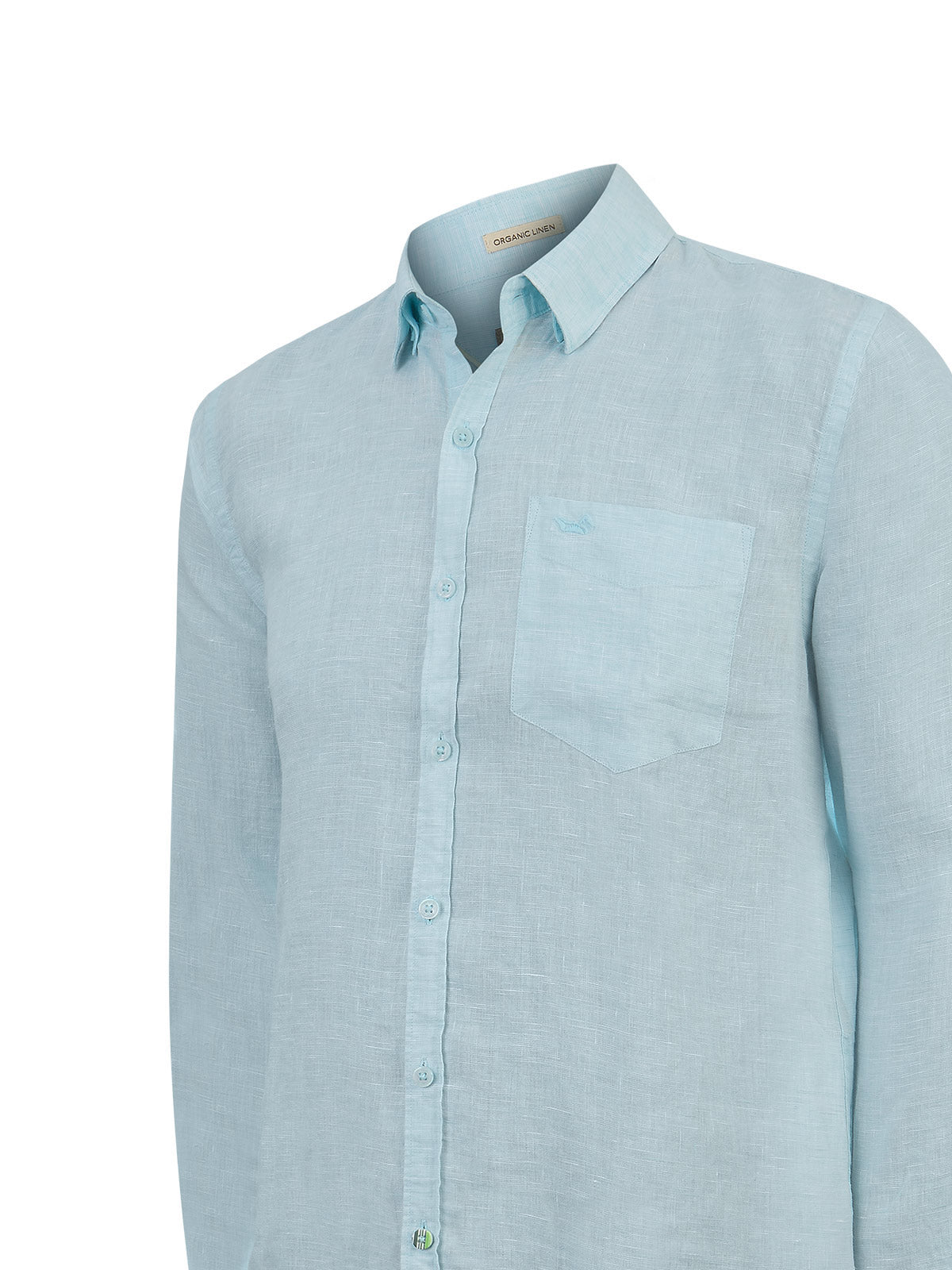 Camisa Lino Orgánico Hombre Linentext Celeste Rockford