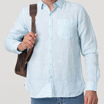 Camisa Lino Orgánico Hombre Linentext Celeste Rockford
