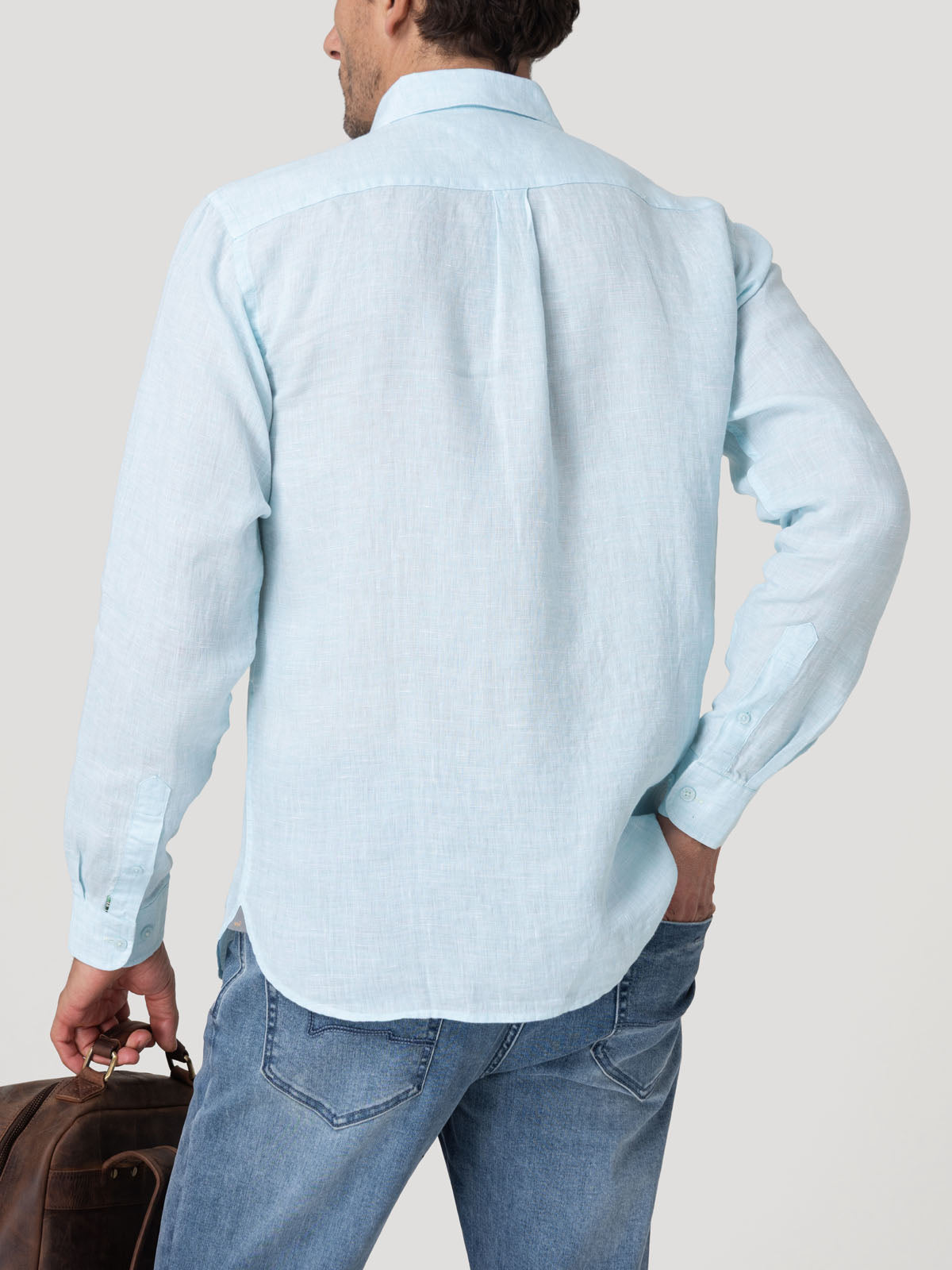 Camisa Lino Orgánico Hombre Linentext Celeste Rockford