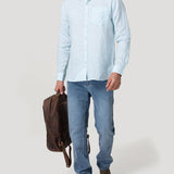Camisa Lino Orgánico Hombre Linentext Celeste Rockford