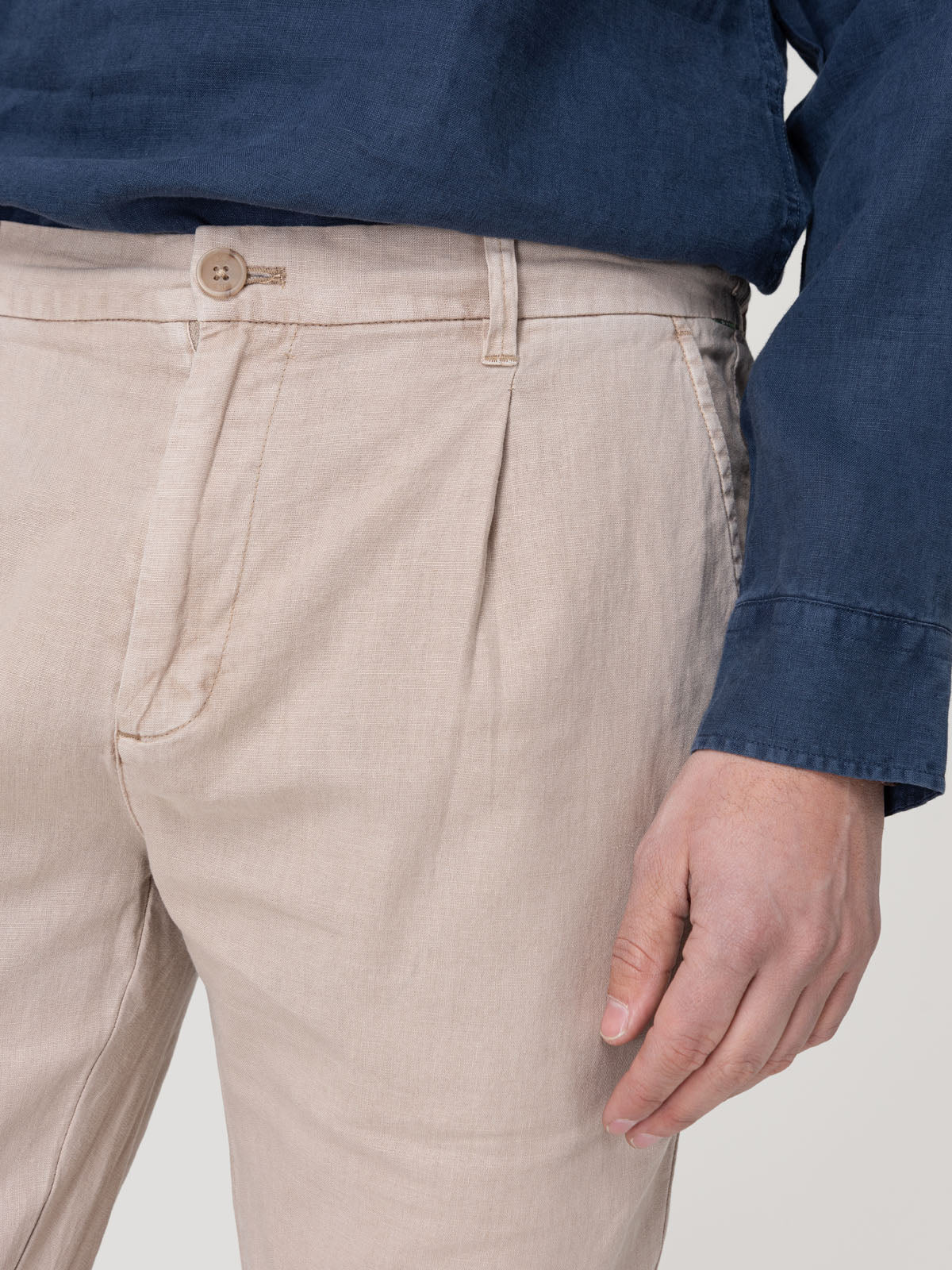 Pantalón Lino Hombre Calen Beige Rockford