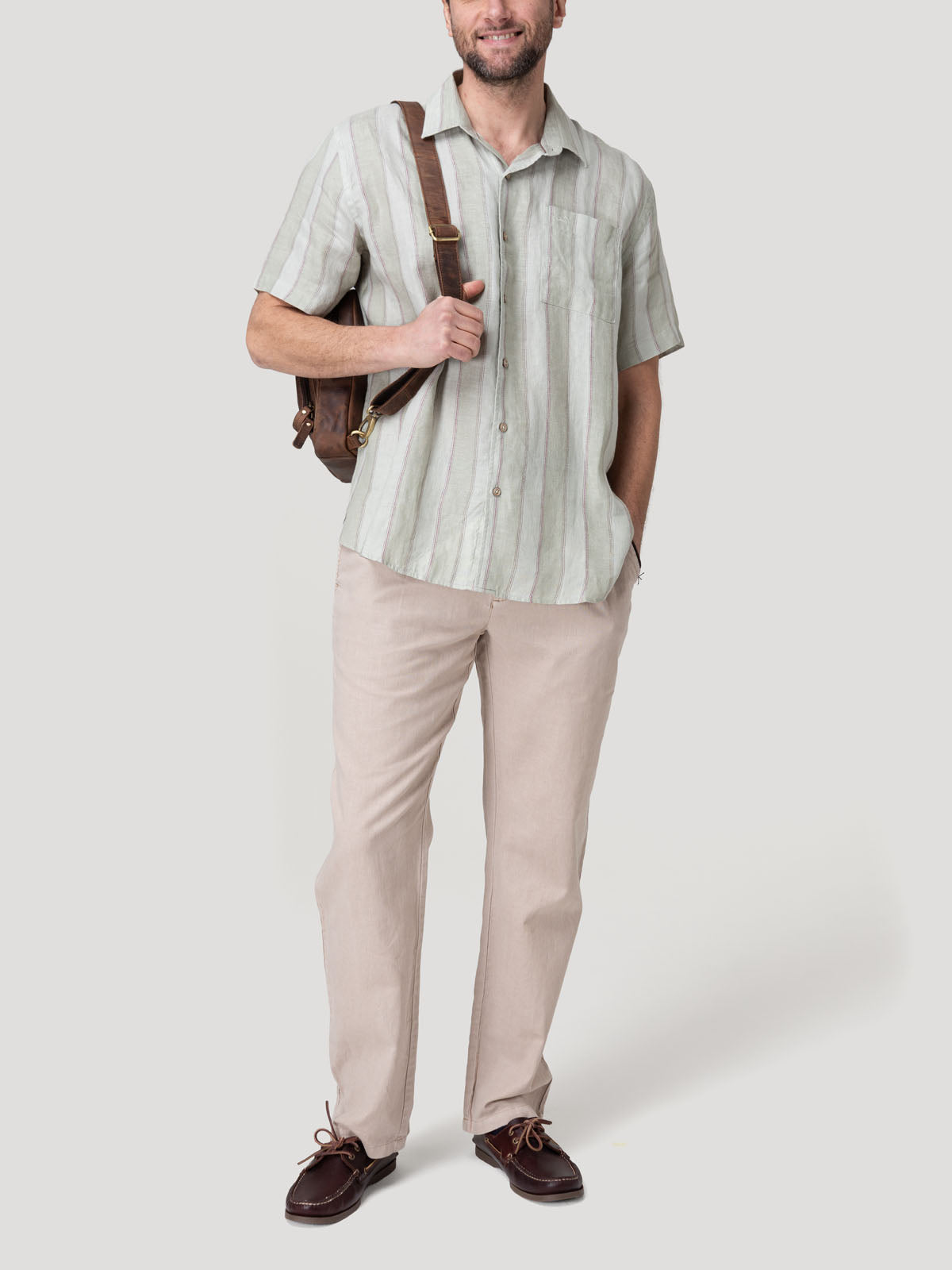 Pantalón Lino Hombre Calen Beige Rockford