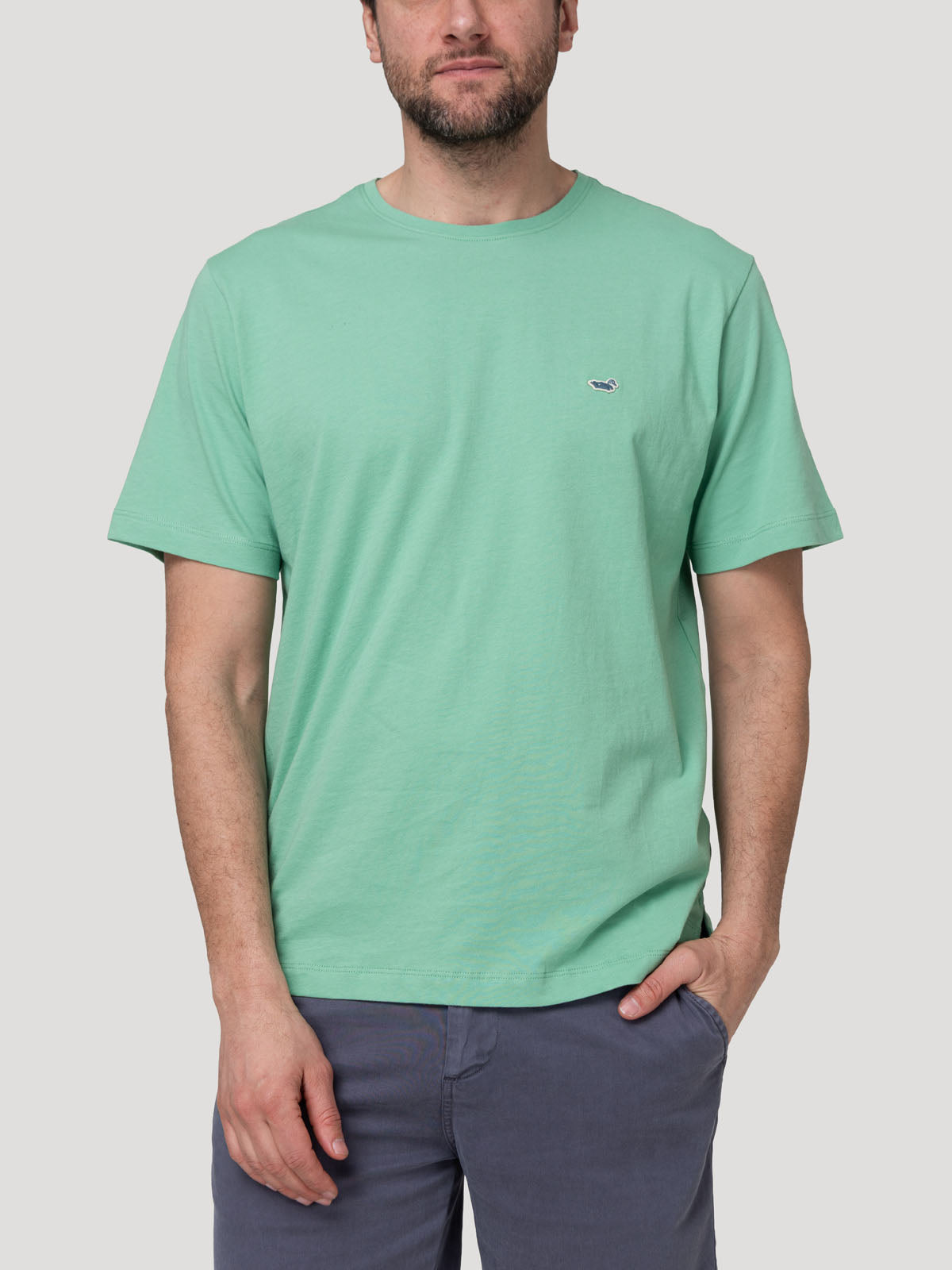 Polera Algodón Orgánico Hombre Basic Verde Rockford