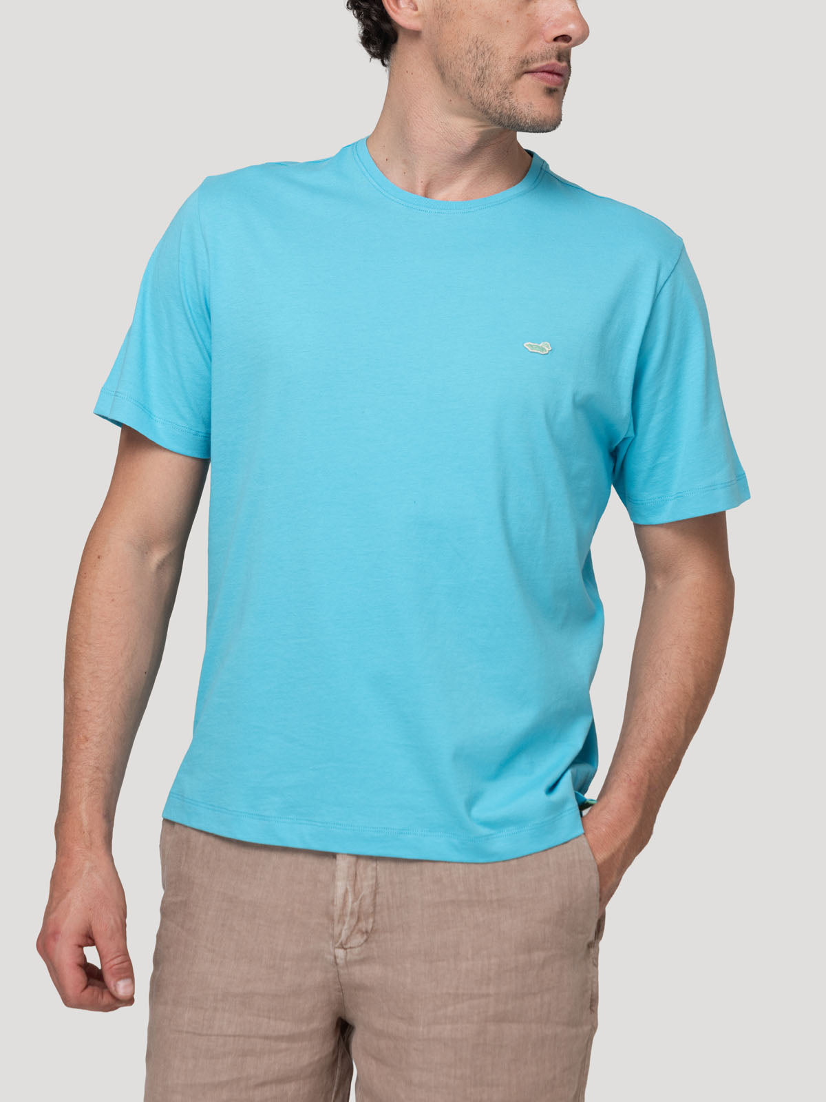 Polera Algodón Orgánico Hombre Basic Celeste Rockford