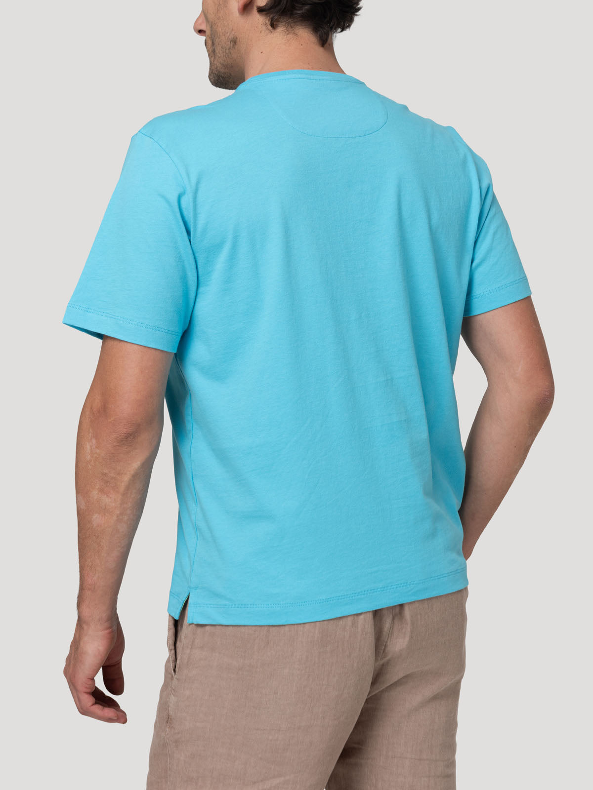 Polera Algodón Orgánico Hombre Basic Celeste Rockford