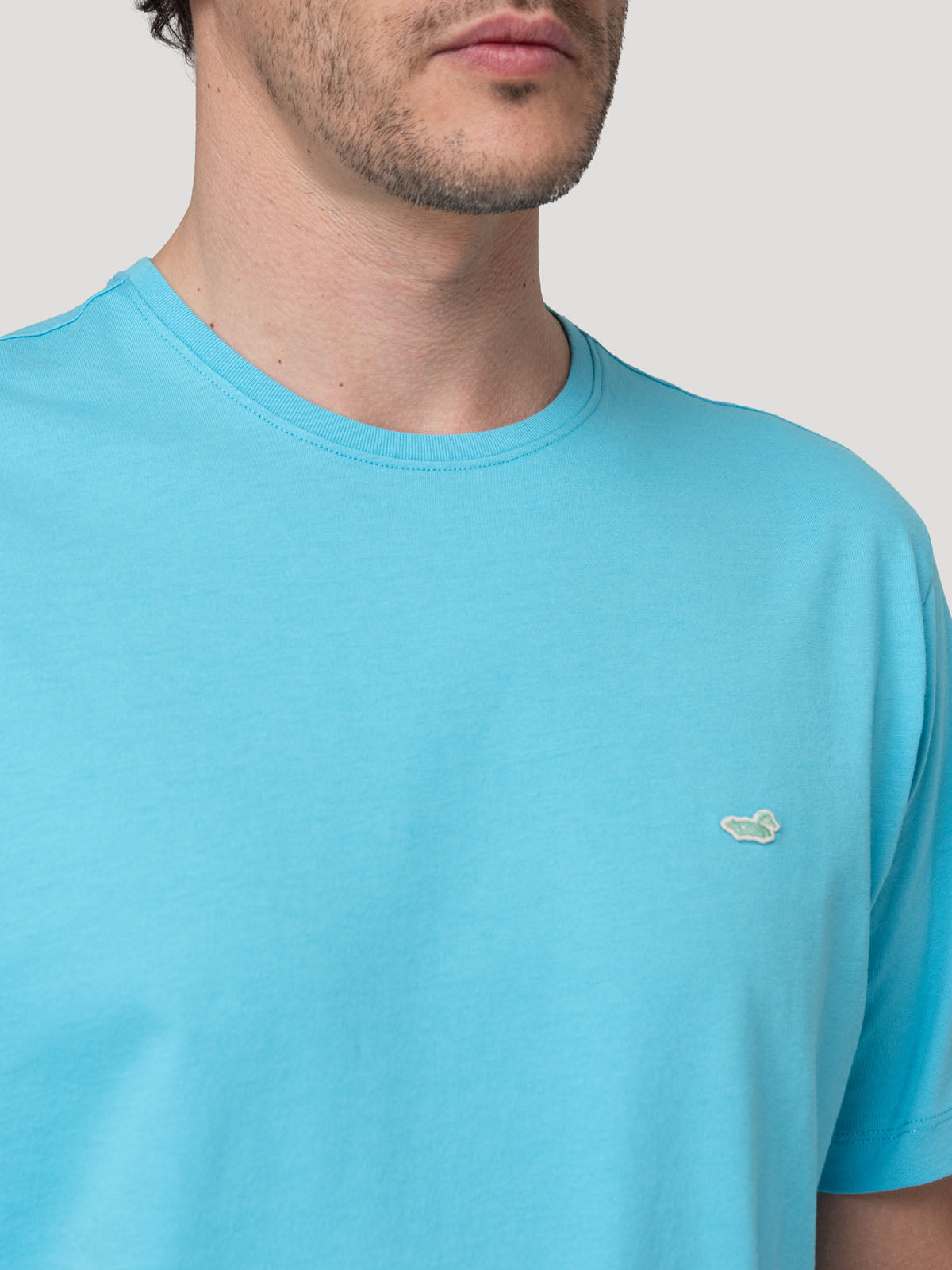 Polera Algodón Orgánico Hombre Basic Celeste Rockford