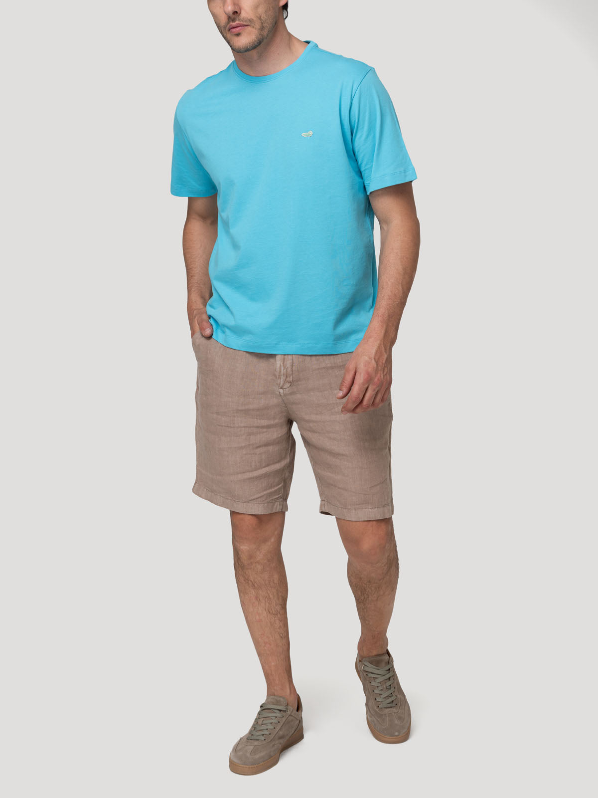 Polera Algodón Orgánico Hombre Basic Celeste Rockford