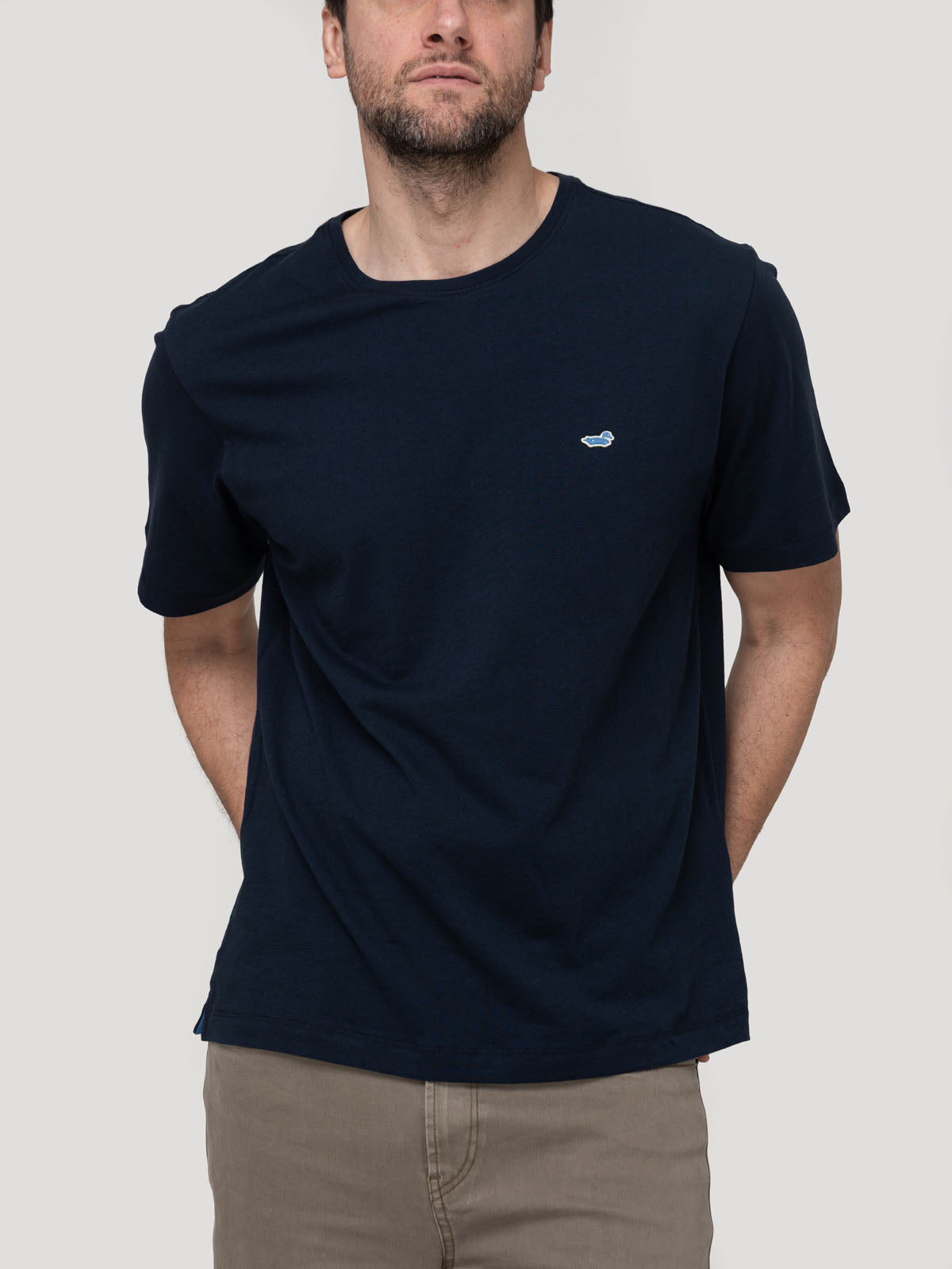 Polera Algodón Orgánico Hombre Basic Azul Rockford