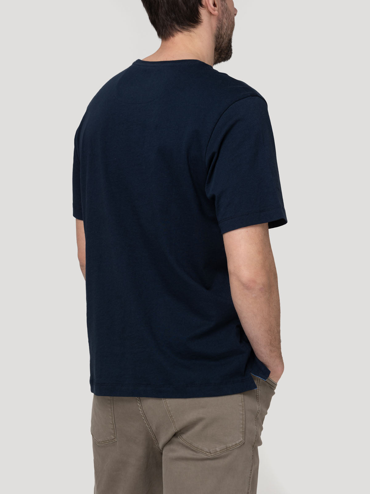 Polera Algodón Orgánico Hombre Basic Azul Rockford