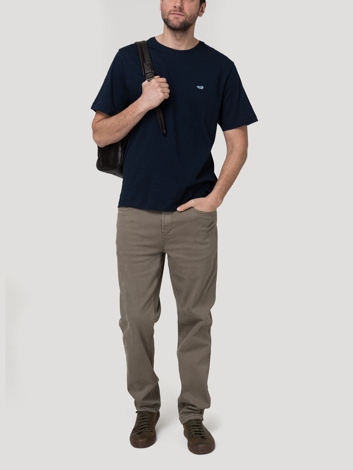 Polera Algodón Orgánico Hombre Basic Azul Rockford