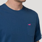 Polera Algodón Orgánico Hombre Basicpoc Azul Rockford