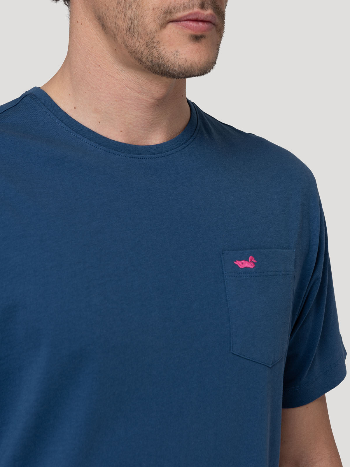 Polera Algodón Orgánico Hombre Basicpoc Azul Rockford