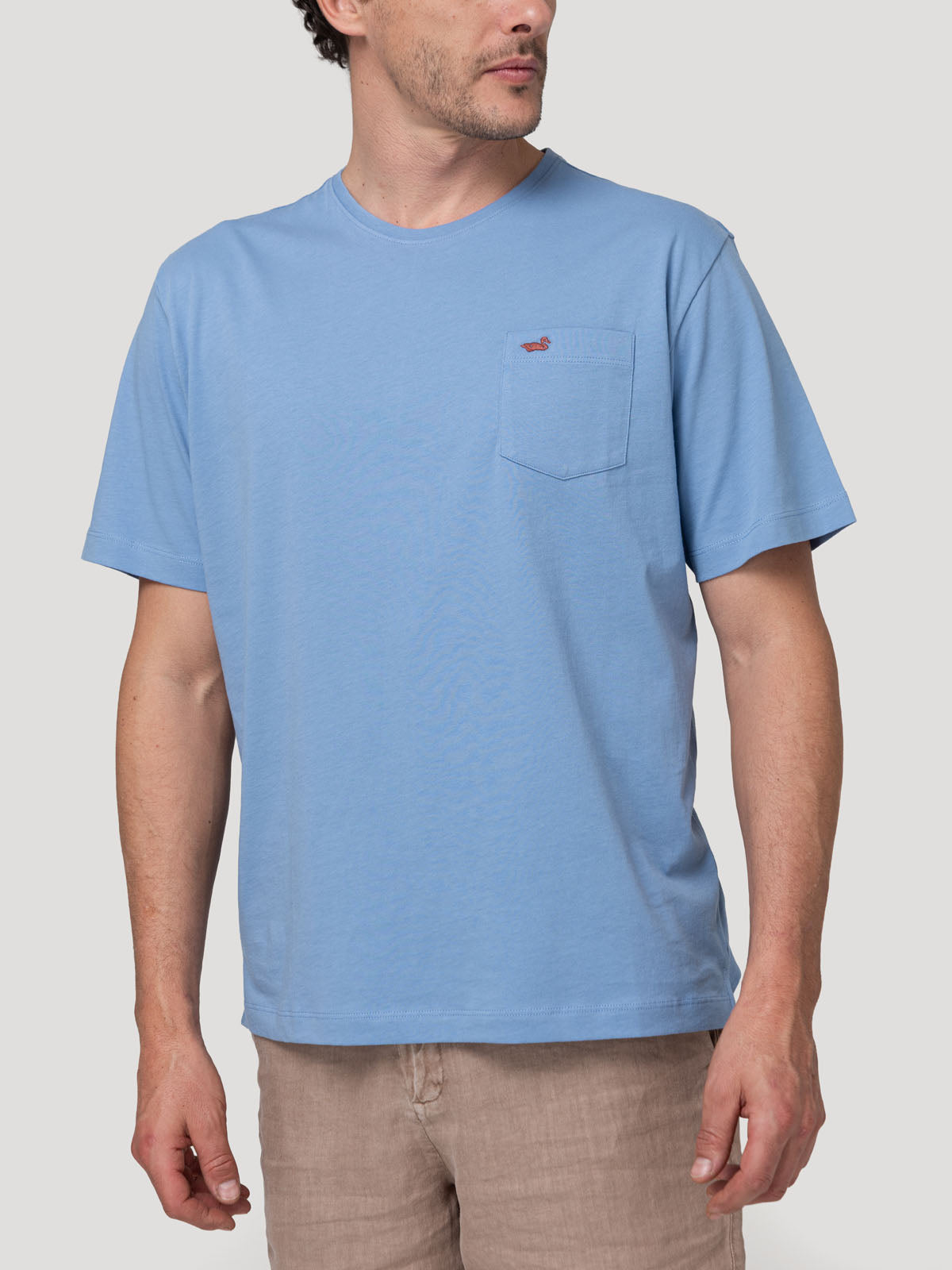 Polera Algodón Orgánico Hombre Basicpoc Celeste Rockford