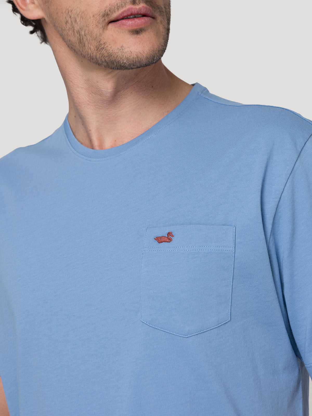 Polera Algodón Orgánico Hombre Basicpoc Celeste Rockford