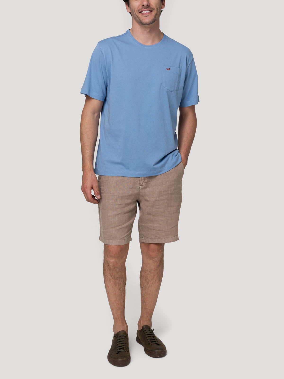 Polera Algodón Orgánico Hombre Basicpoc Celeste Rockford