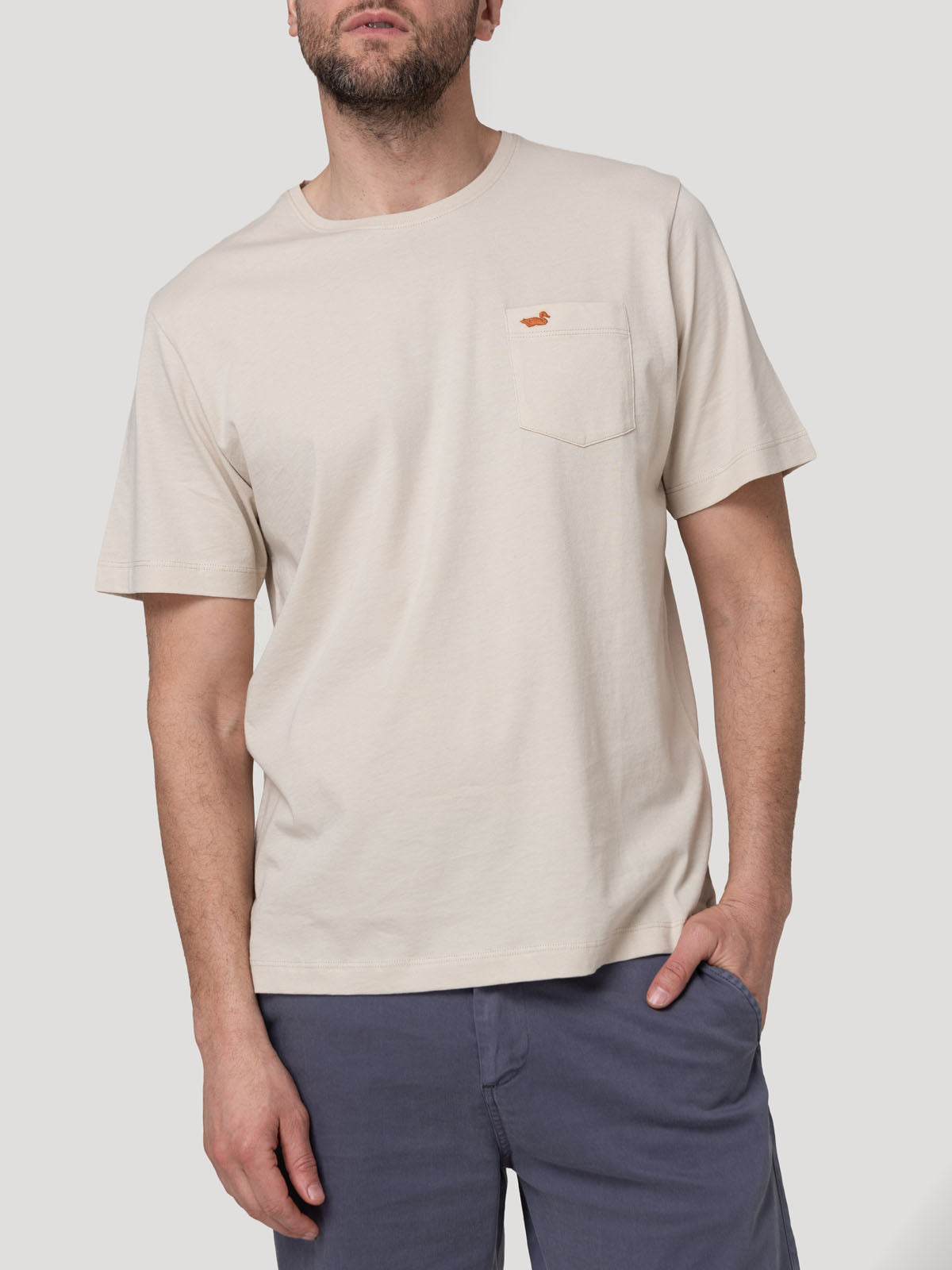 Polera Algodón Orgánico Hombre Basicpoc Beige Rockford