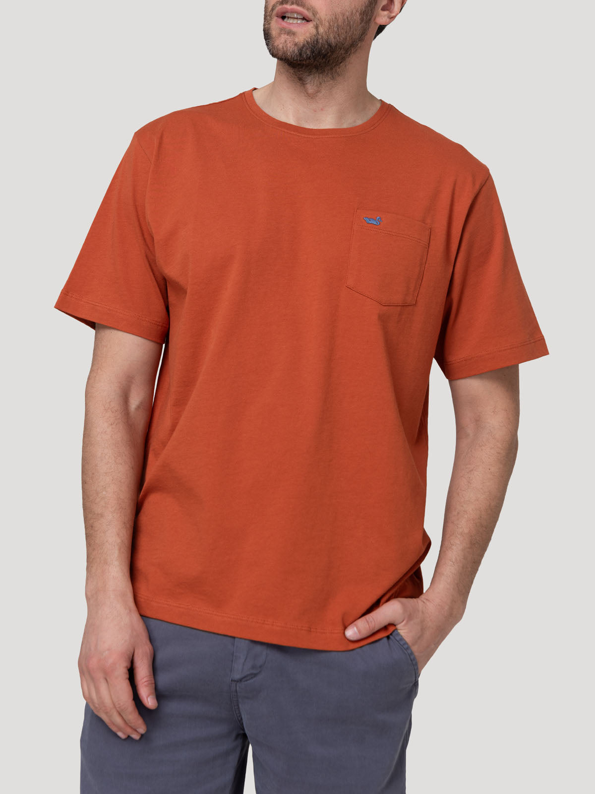 Polera Algodón Orgánico Hombre Basicpoc Naranjo Rockford