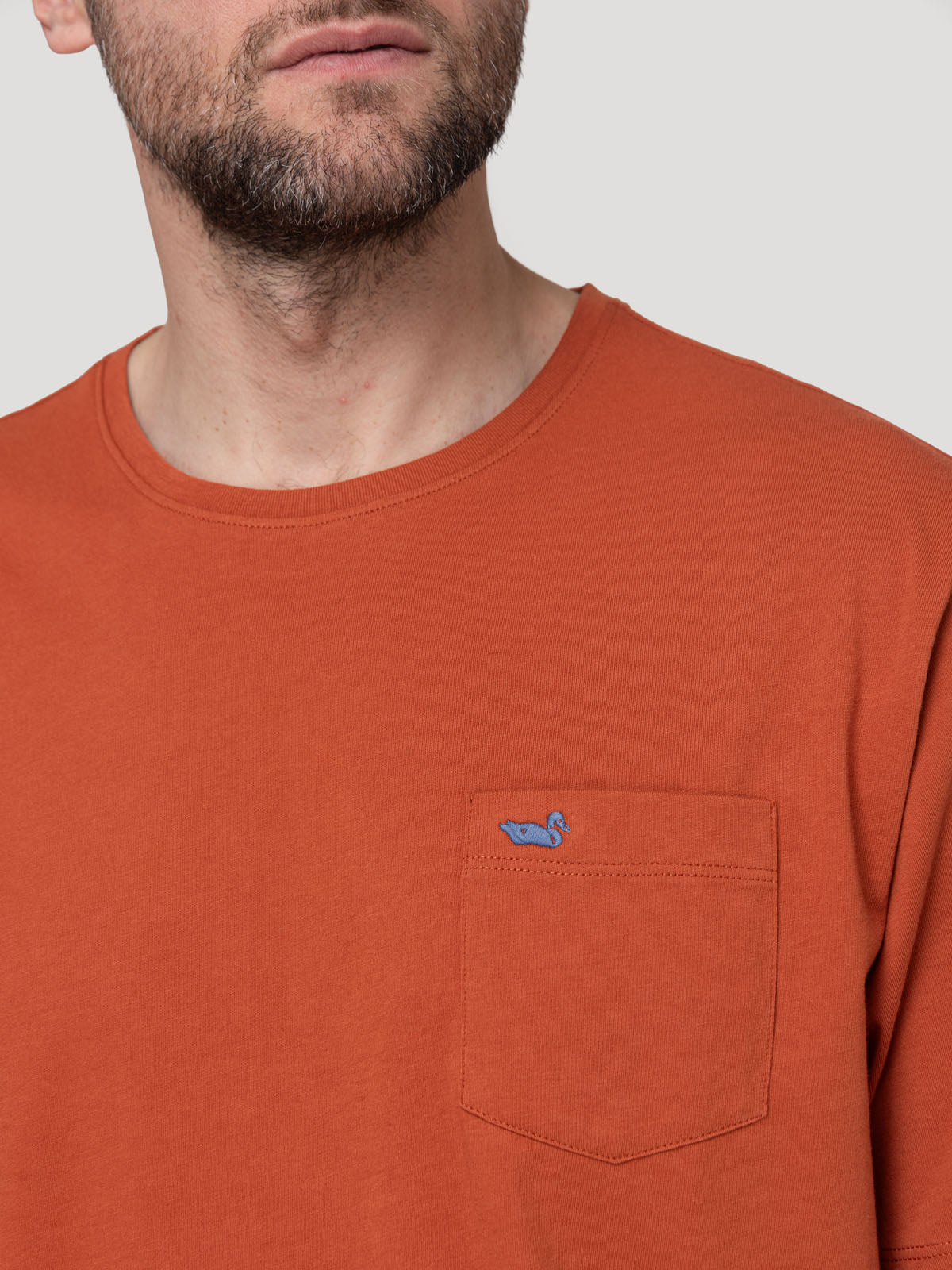 Polera Algodón Orgánico Hombre Basicpoc Naranjo Rockford