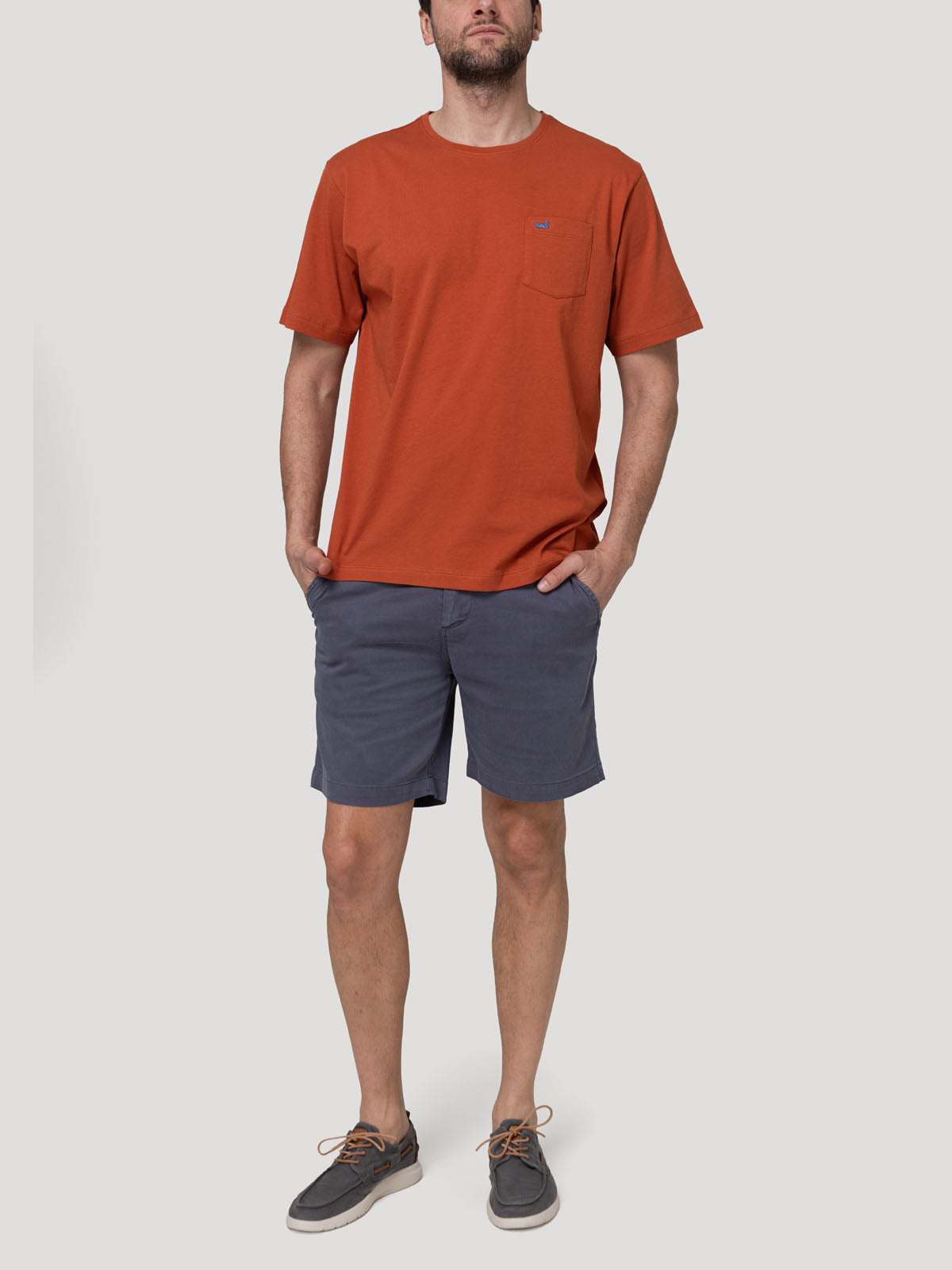 Polera Algodón Orgánico Hombre Basicpoc Naranjo Rockford