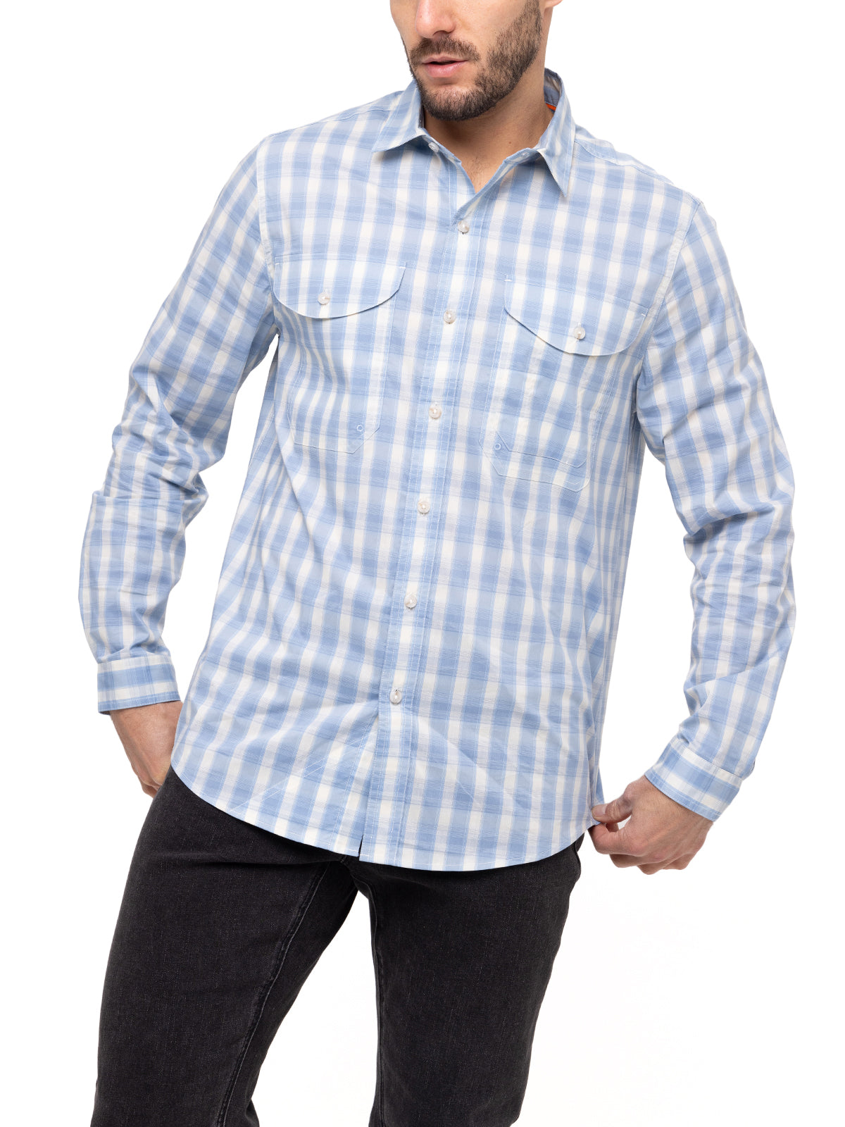 Camisa Natural Flex Hombre Atacama Azul Rockford