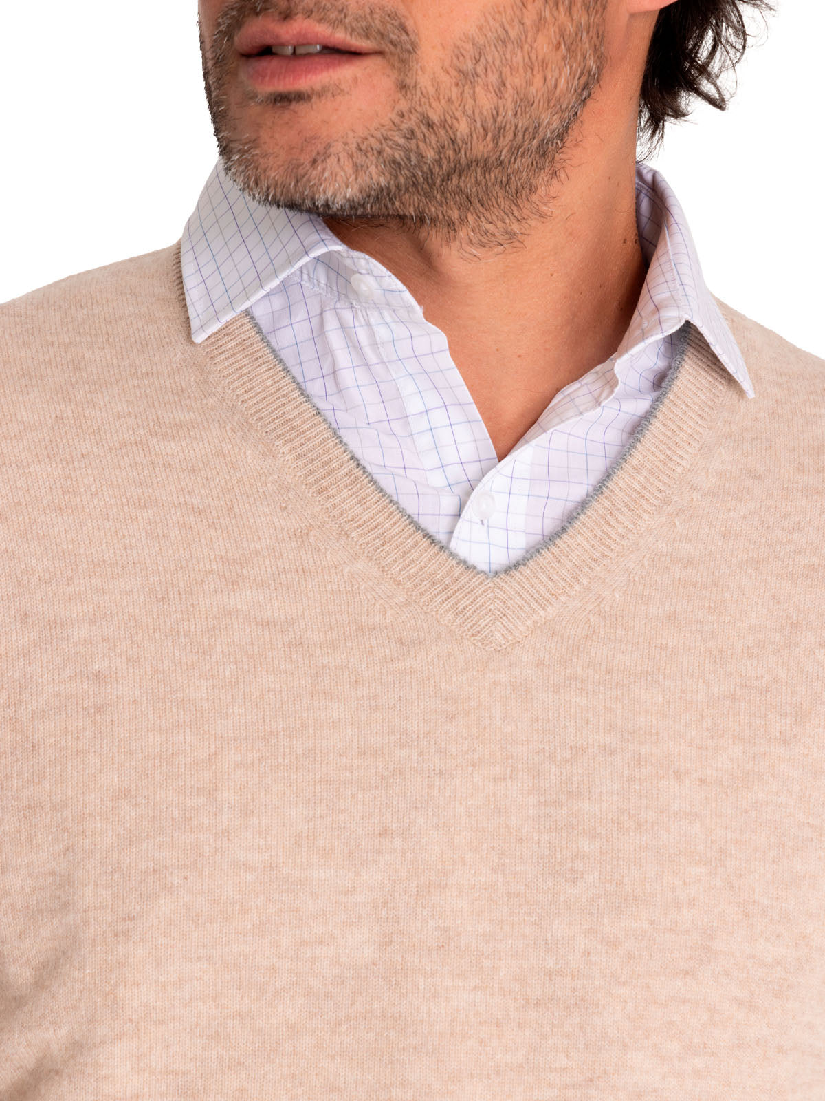 Sweater Cashmere Hombre Cash V Café Rockford