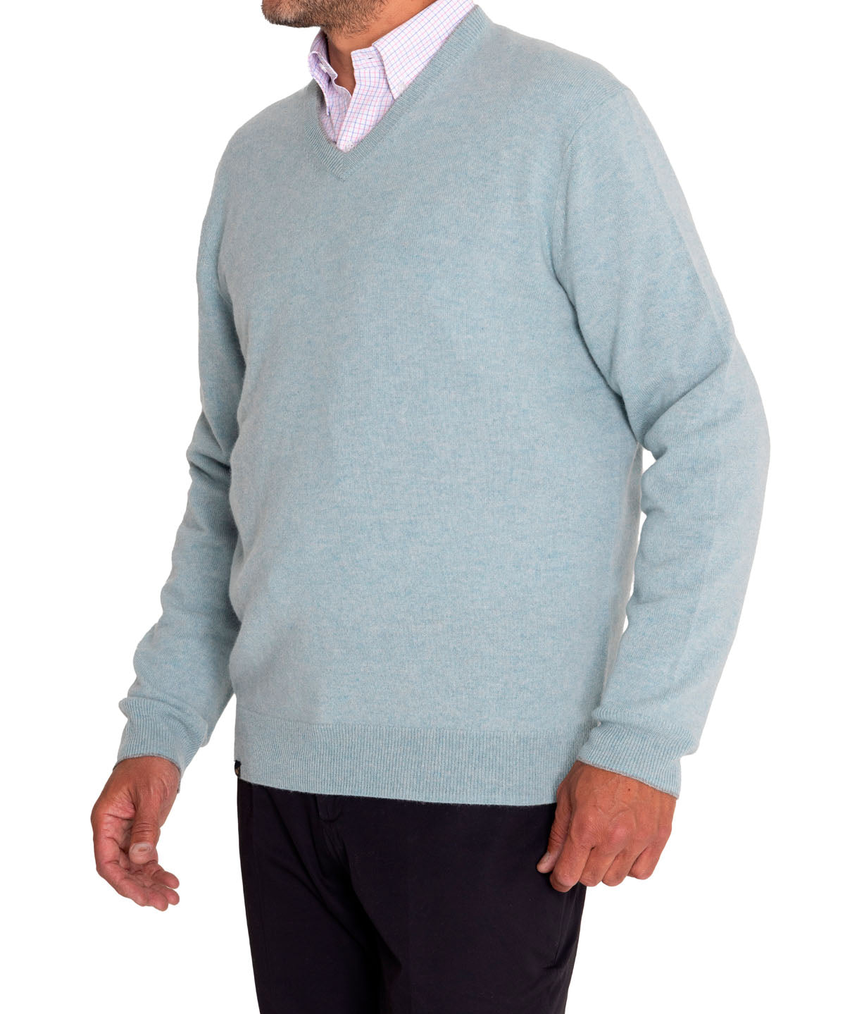 Sweater Cashmere Hombre Cash V Celeste Rockford