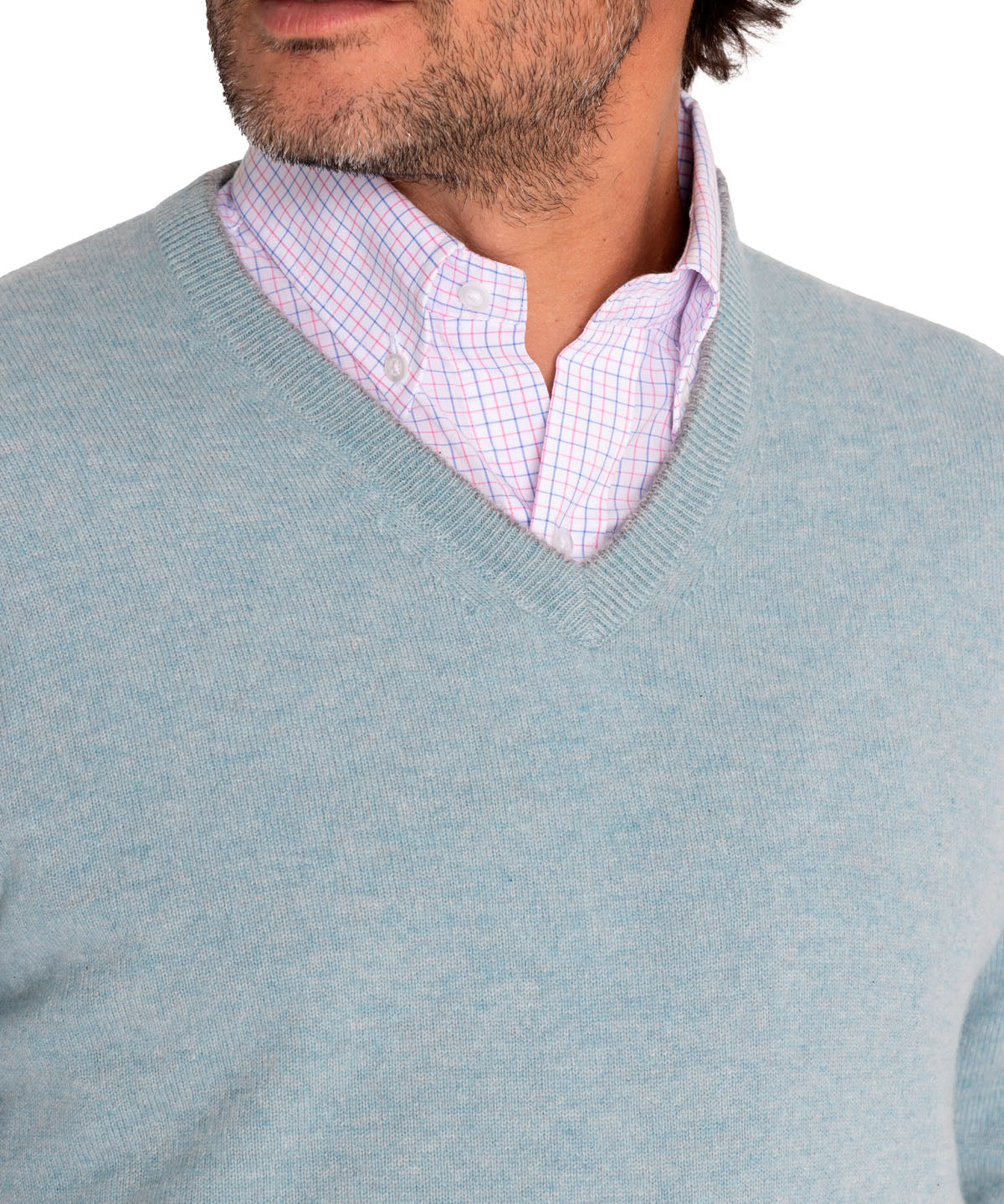 Sweater Cashmere Hombre Cash V Celeste Rockford