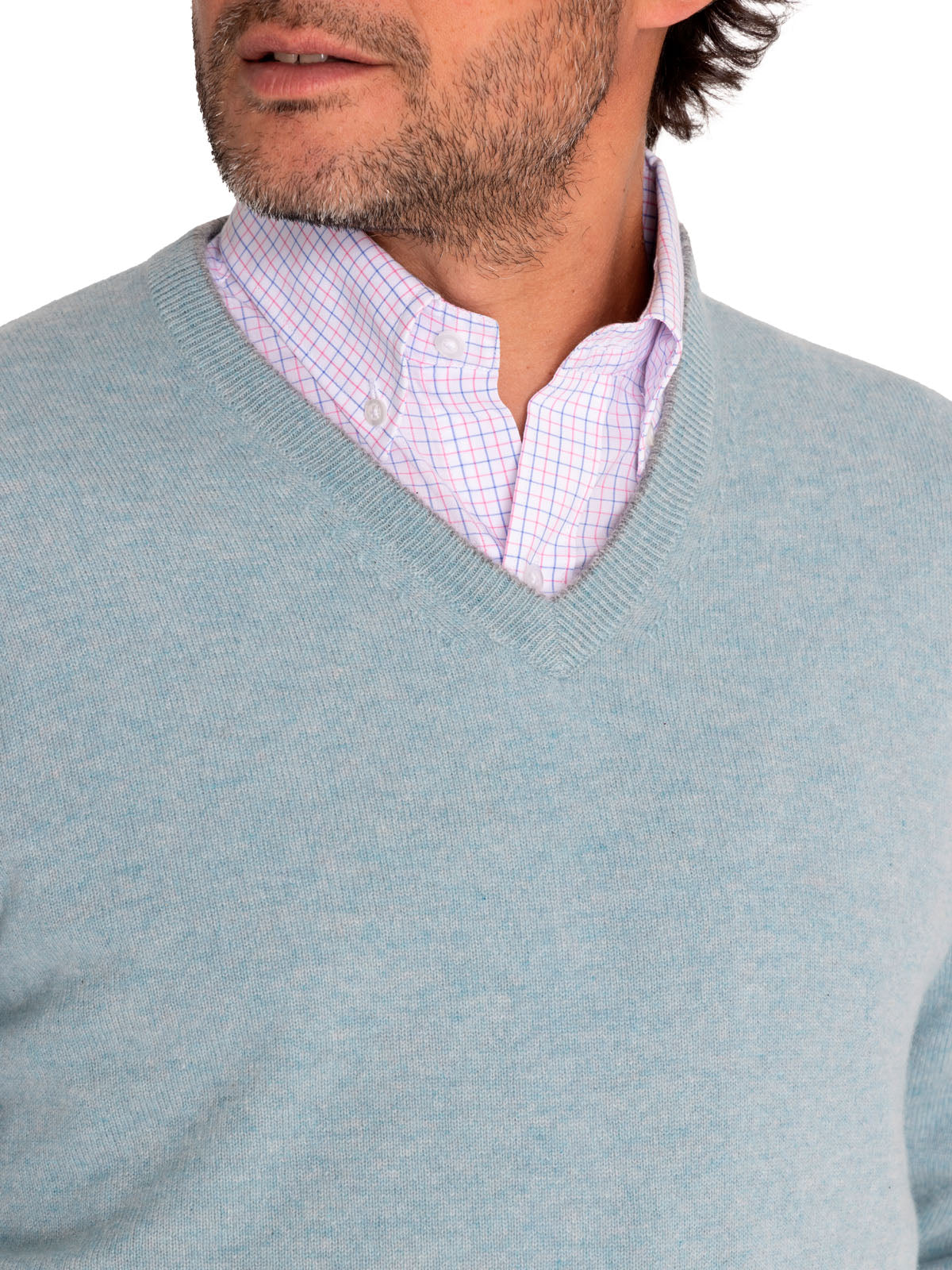 Sweater Cashmere Hombre Cash V Celeste Rockford