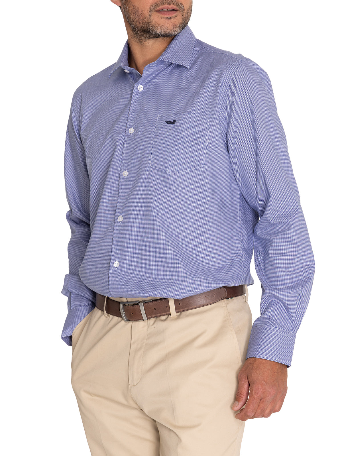 Camisa Lana Hombre Wool Azul Rockford