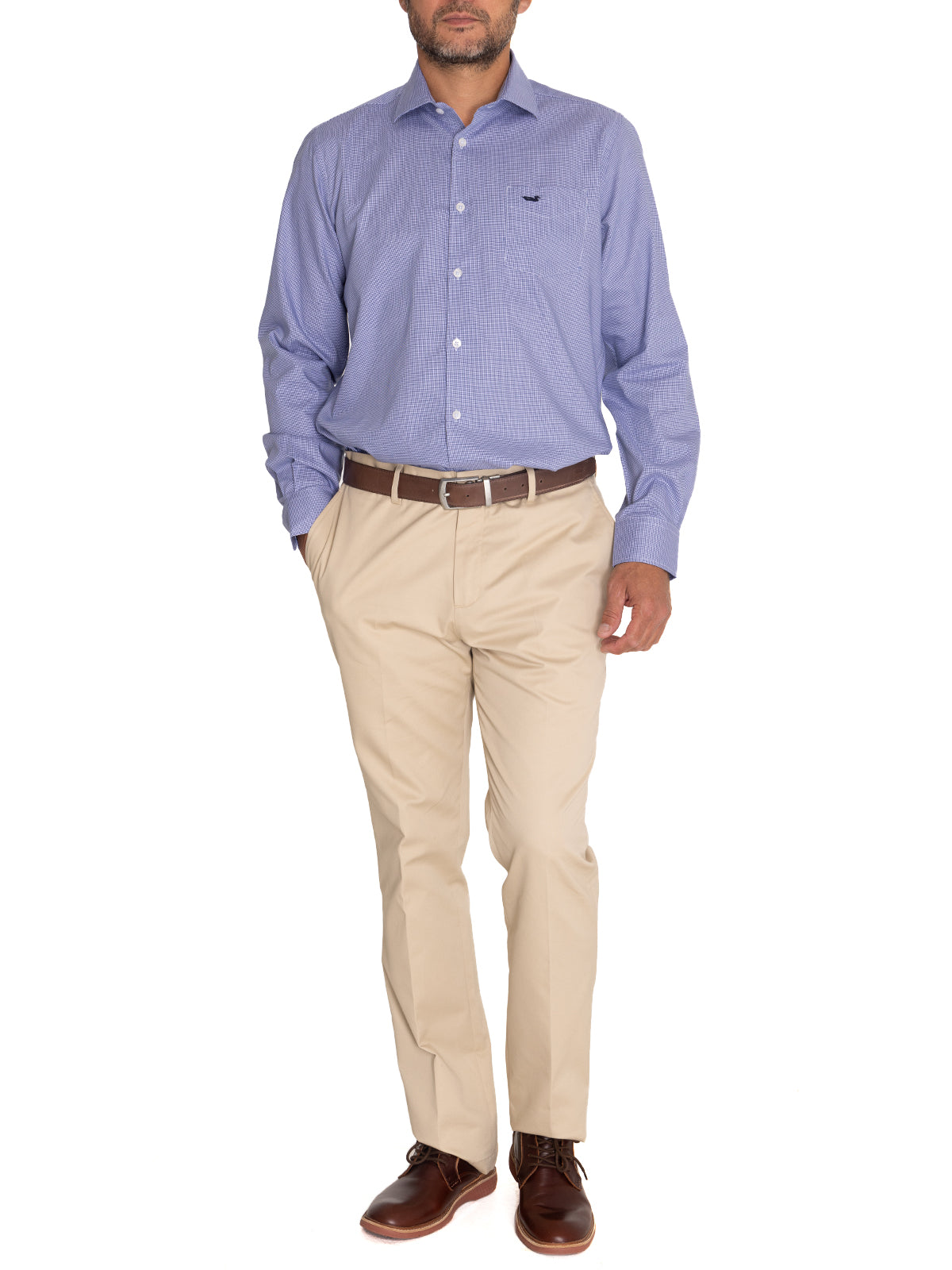 Camisa Lana Hombre Wool Azul Rockford