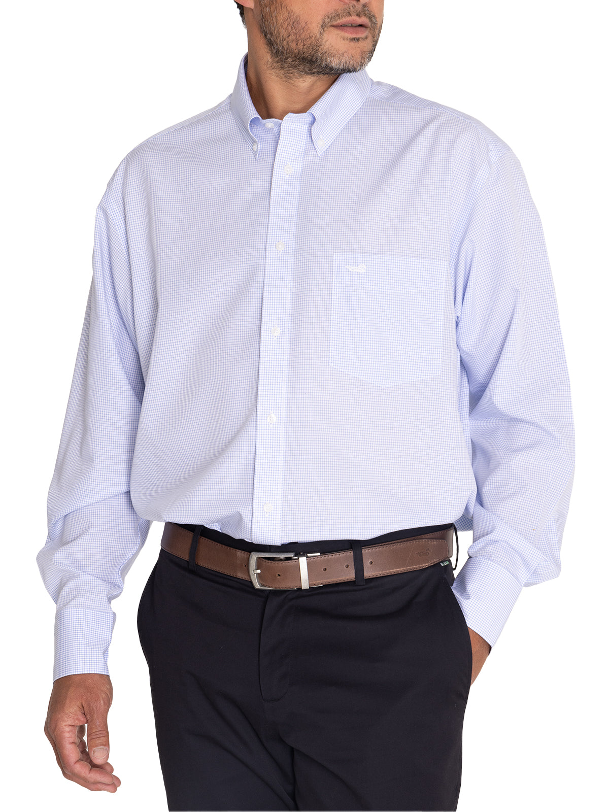 Camisa Libre De Arrugas Hombre WF Cuello Button-Down Marino Rockford