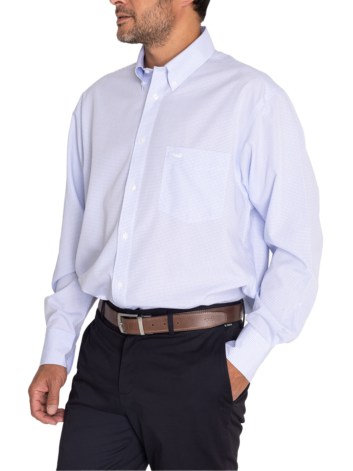 Camisa Libre De Arrugas Hombre WF Cuello Button-Down Marino Rockford