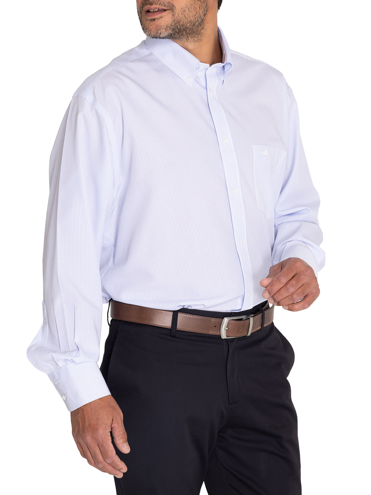 Camisa Libre De Arrugas Hombre WF Cuello Button-Down Azul Rockford