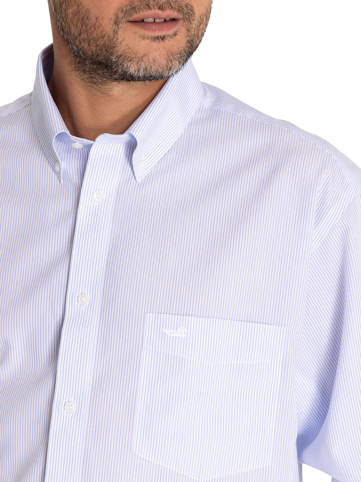 Camisa Libre De Arrugas Hombre WF Cuello Button-Down Azul Rockford