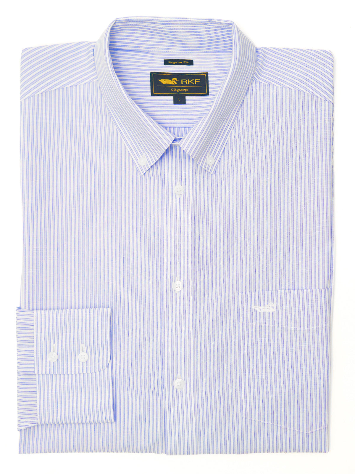 Camisa Libre De Arrugas Hombre WF Cuello Button-Down Celeste Rockford