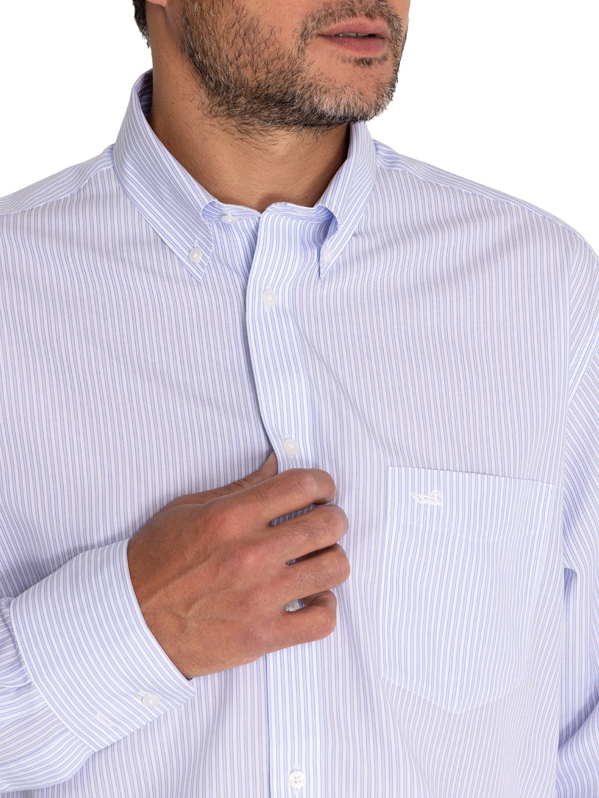 Camisa Libre De Arrugas Hombre WF Cuello Button-Down Celeste Rockford