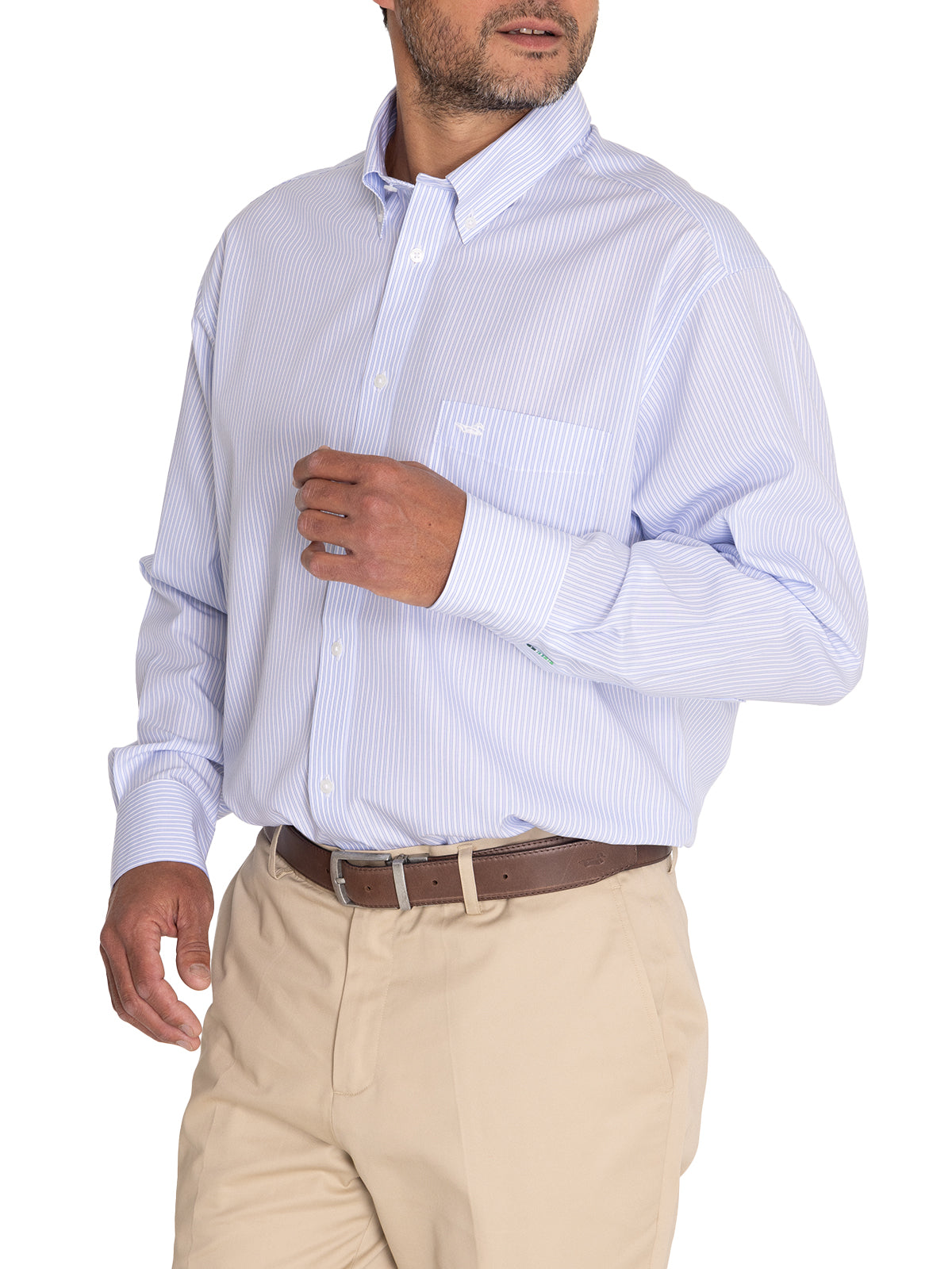 Camisa Libre De Arrugas Hombre WF Cuello Button-Down Celeste Rockford