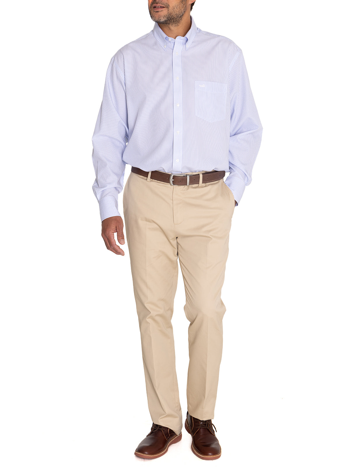 Camisa Libre De Arrugas Hombre WF Cuello Button-Down Celeste Rockford